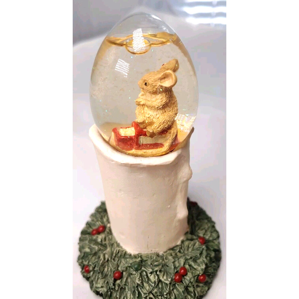 Christmas Candle Glitter Snow Globe Mouse Water Wonders Candlelight 5 inch - Picture 2 of 11
